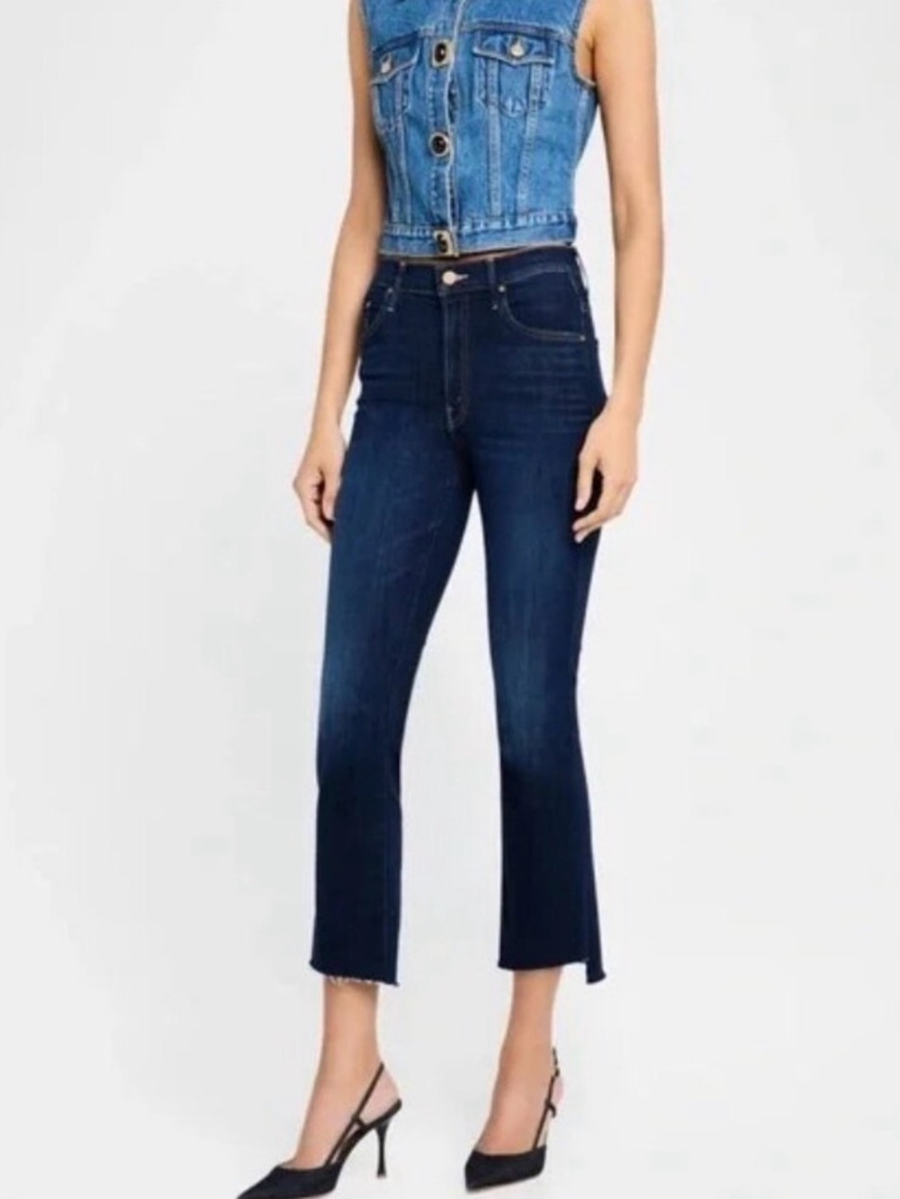 MOTHER Indigo Cropped High-Rise Jeans